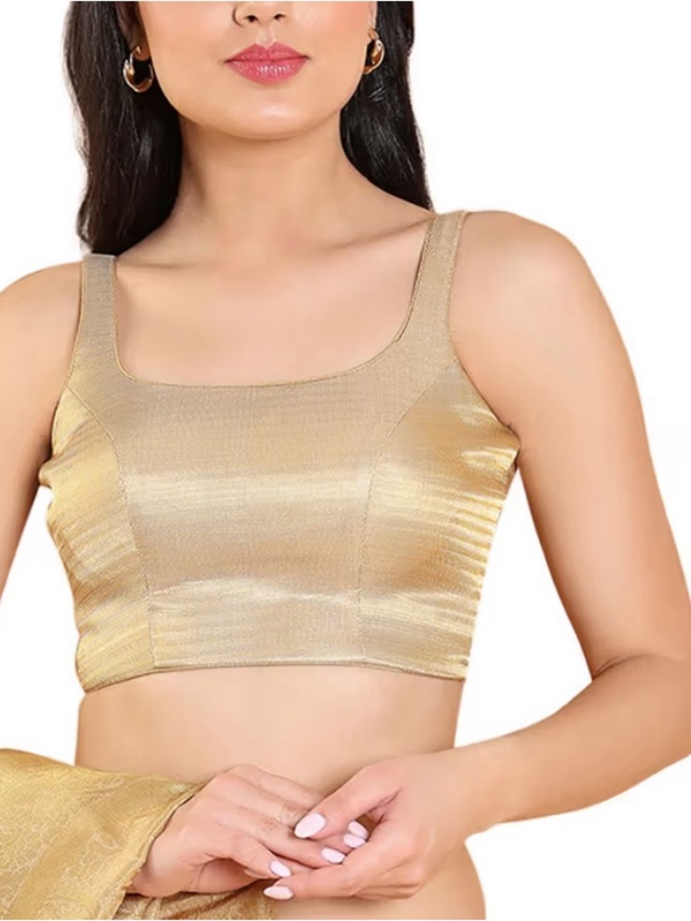 Gold Shiny Crop Top Brand Unknown. Sz Small.   153